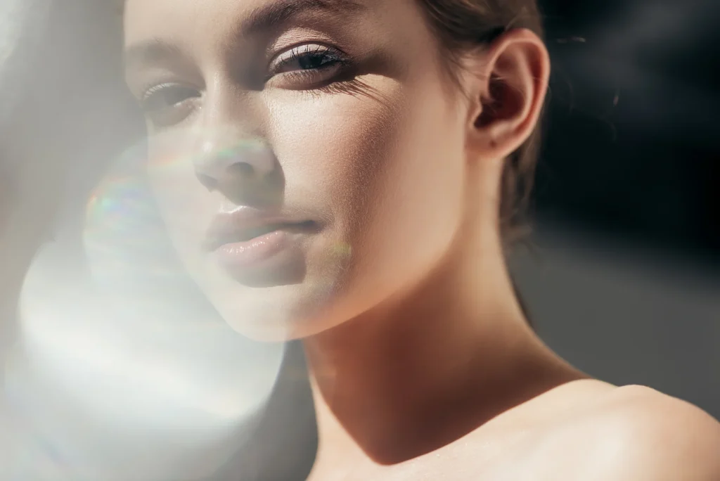 portrait of attractive nude girl on grey with lens 2024 11 07 17 52 48 utc